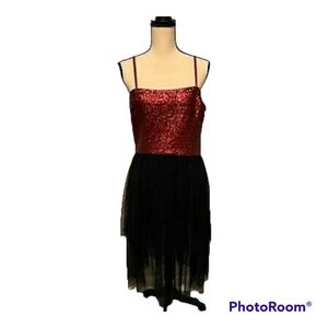 Dress The Population Kady Merlot Red Black Sequin Tiered Dress